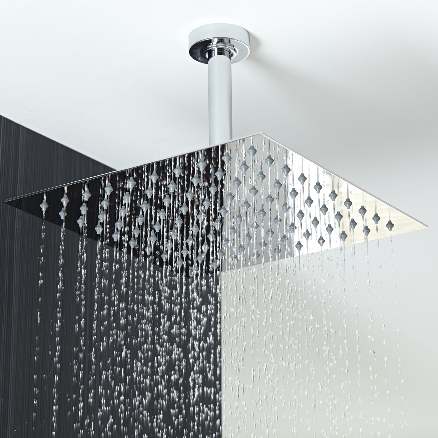 Valquest 12 Square Thin Shower Head With Round Ceiling Arm