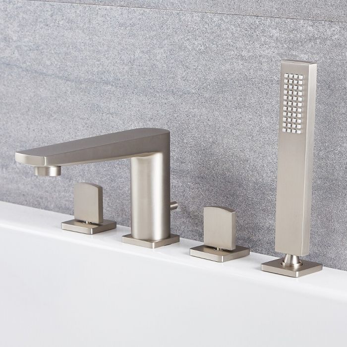 Arcadia Brushed Nickel Roman Tub Faucet With Hand Shower