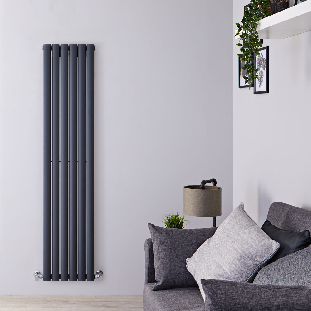 Revive - Anthracite Vertical Single-Panel Designer Radiator - 63" x 14"