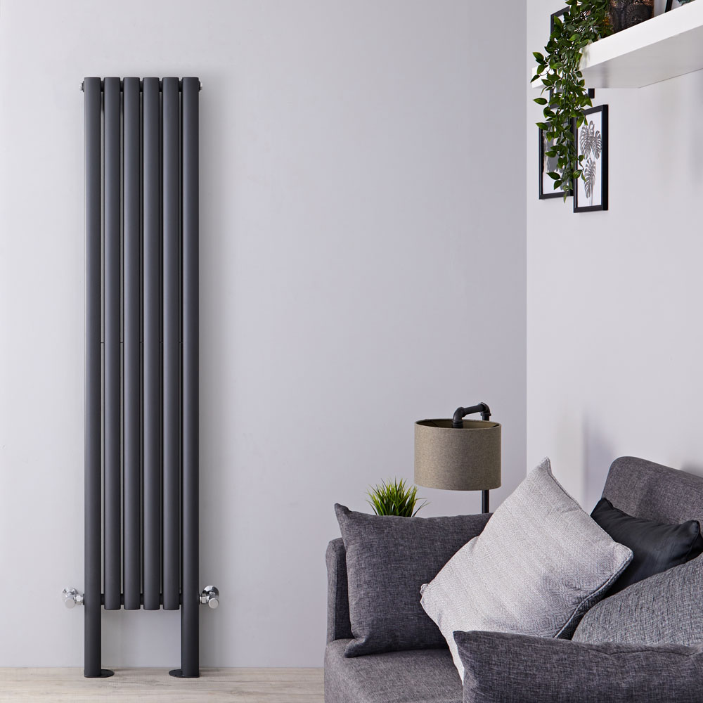 Revive Plus - Anthracite Vertical Double-Panel Designer Radiator - 70.75" x 14"