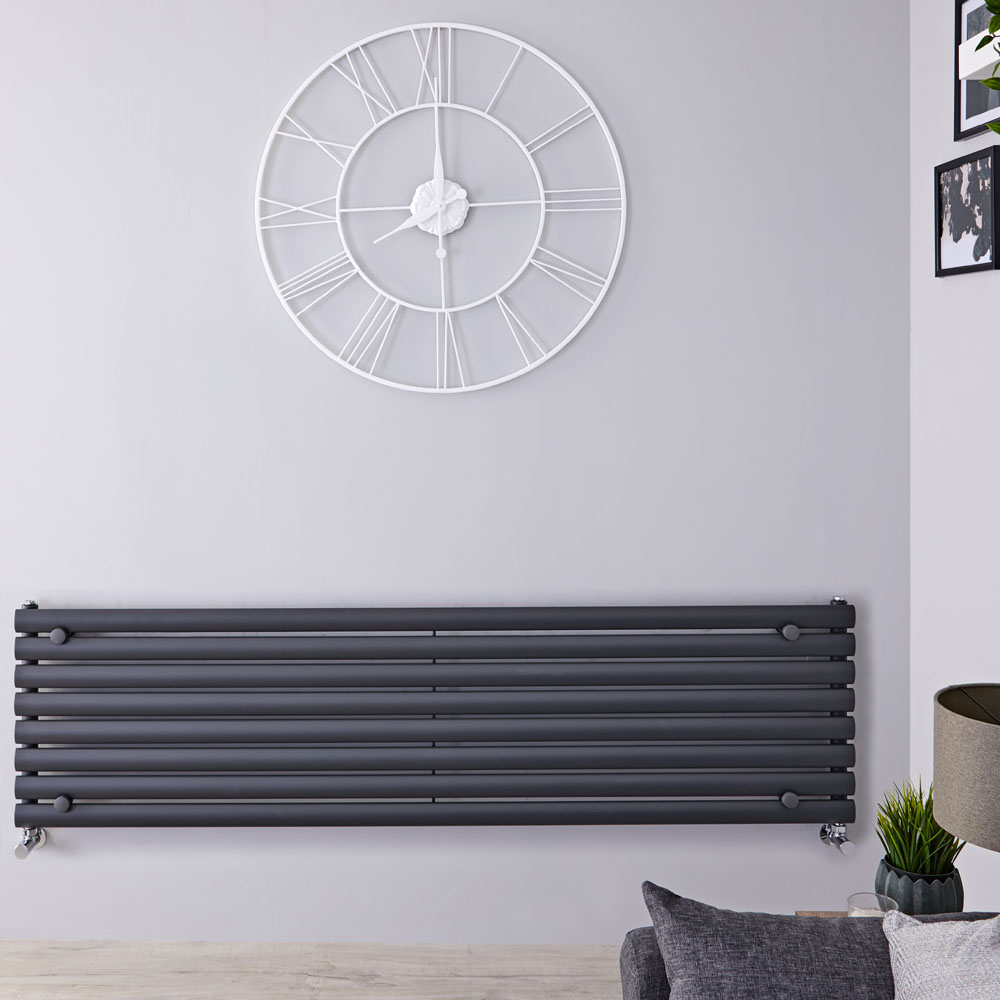 Revive - Anthracite Horizontal Single-Panel Designer Radiator - 18.5" x 63"