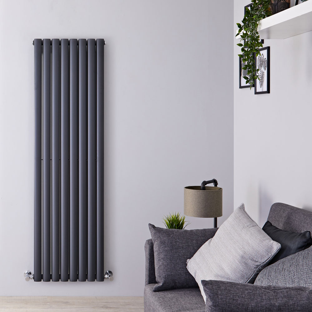 Revive - Anthracite Vertical Double-Panel Designer Radiator - 63" x 18.5"