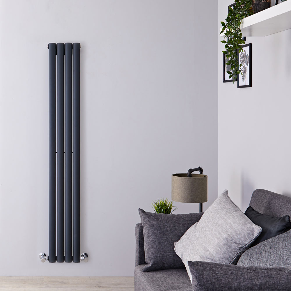 Revive - Anthracite Vertical Single-Panel Designer Radiator - 63" x 9.25"