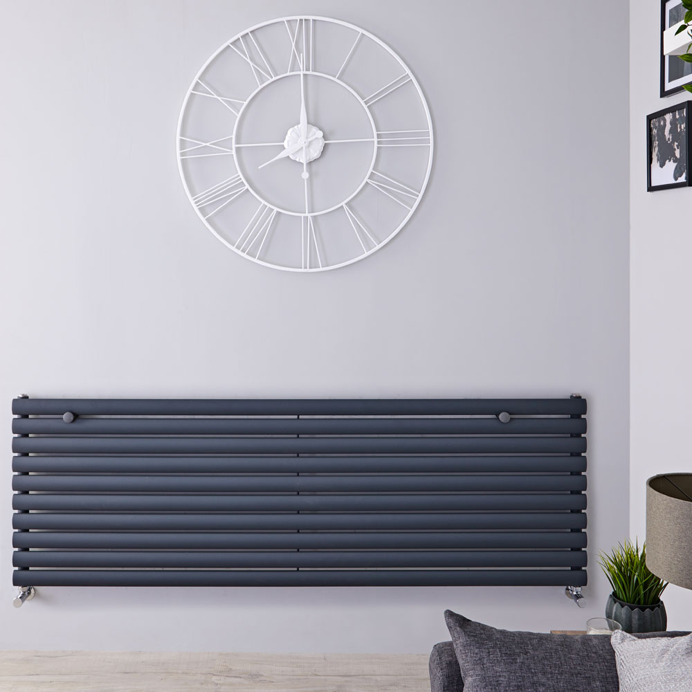 Revive - Anthracite Horizontal Single-Panel Designer Radiator - 23.25" x 63"