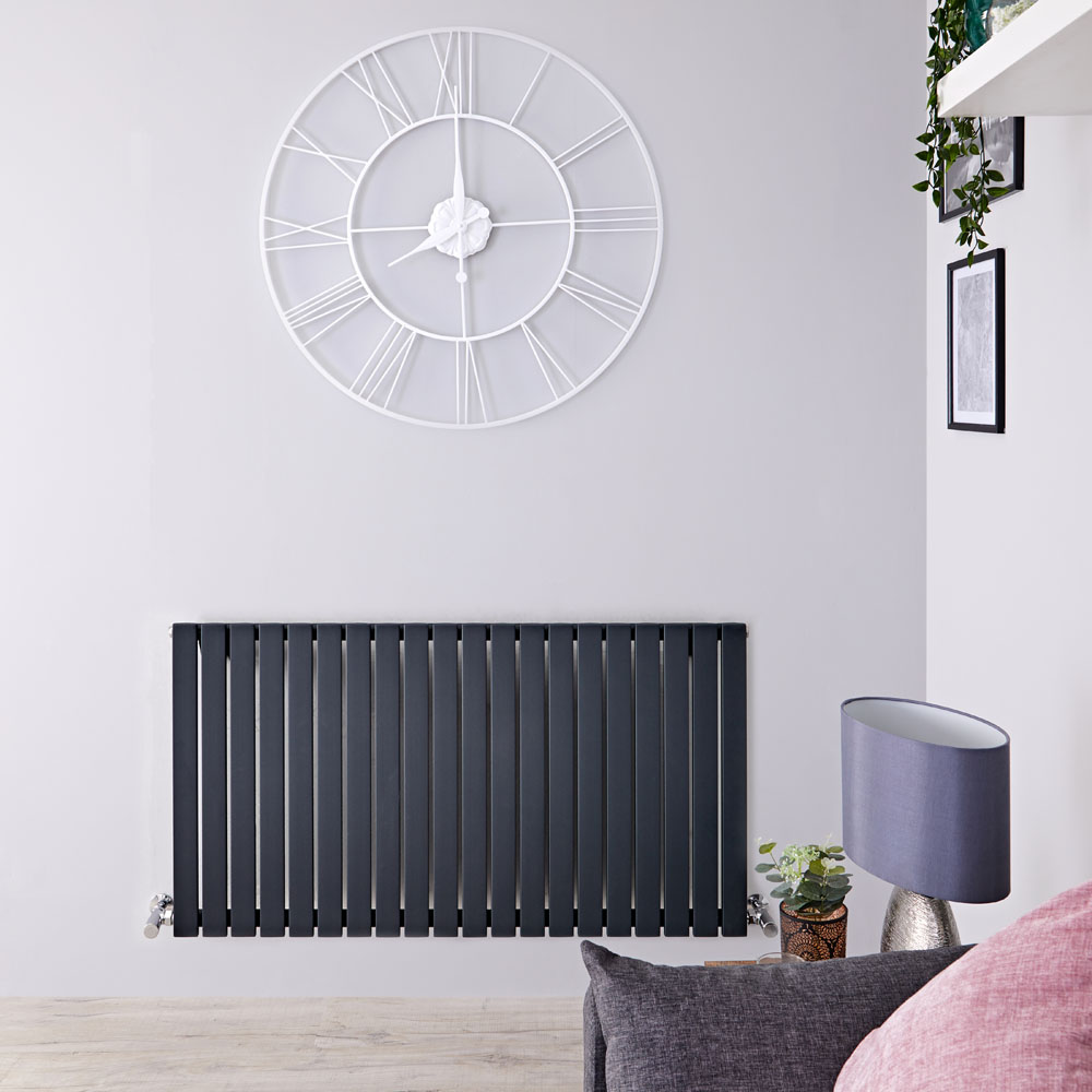 Sloane - Anthracite Horizontal Single Flat-Panel Designer Radiator - 25" x 46.5"