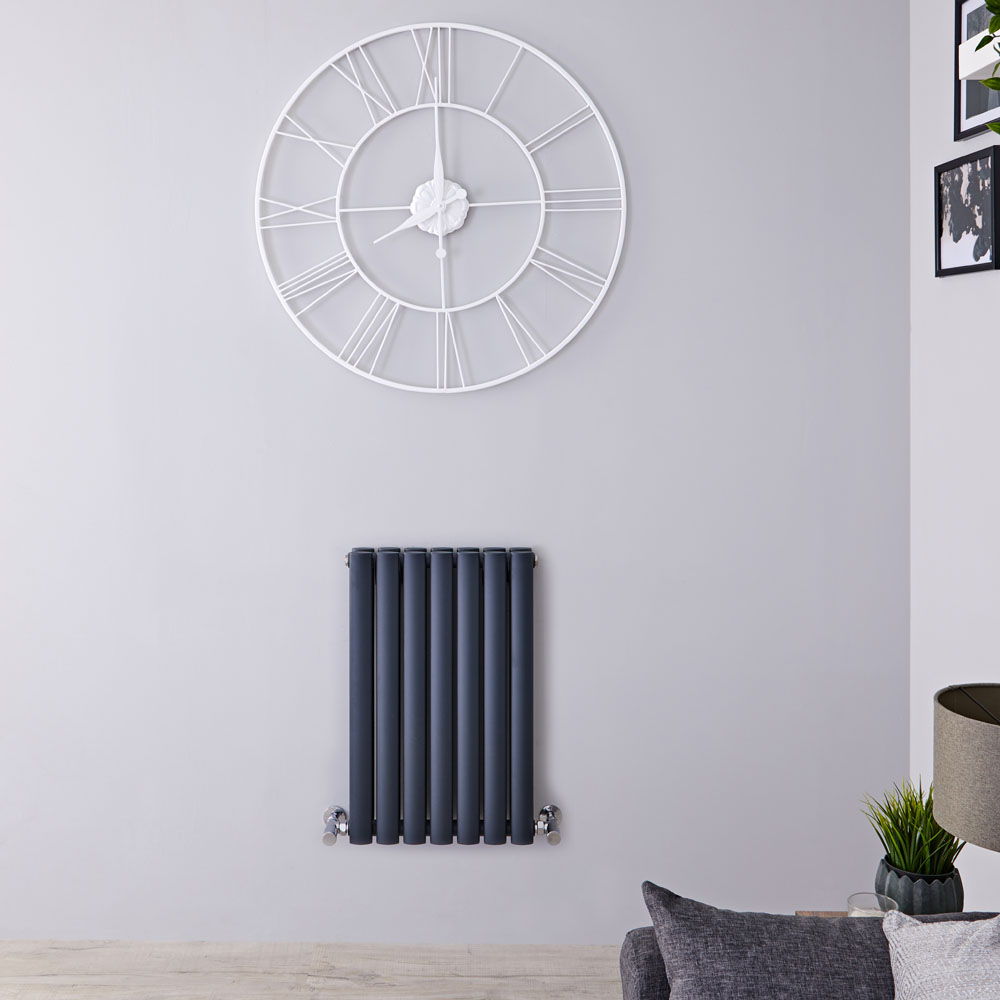 Revive - Anthracite Horizontal Double-Panel Designer Radiator - 25" x 16.25"