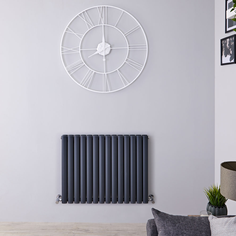 Revive - Anthracite Horizontal Double-Panel Designer Radiator - 25" x 32.75"