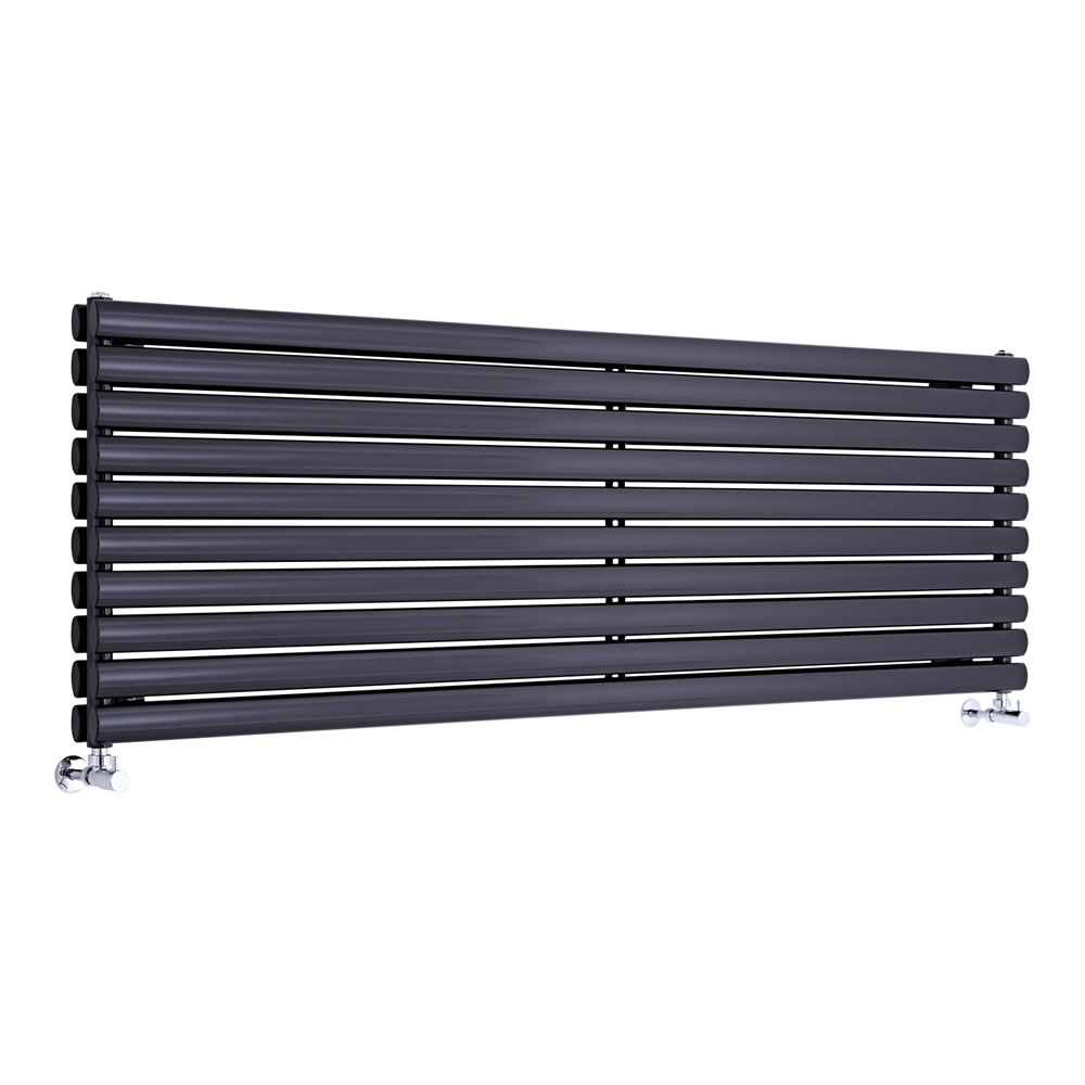 Revive - Black Horizontal Double-Panel Designer Radiator - 23.25" x 63"