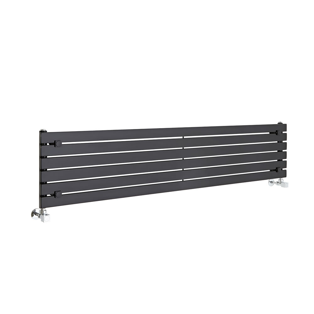 Sloane - Black Horizontal Single Flat-Panel Designer Radiator - 14" x 63"