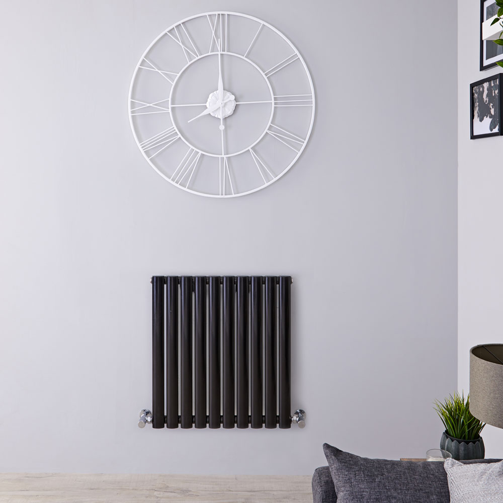 Revive - Black Horizontal Single-Panel Designer Radiator - 25" x 23.5"