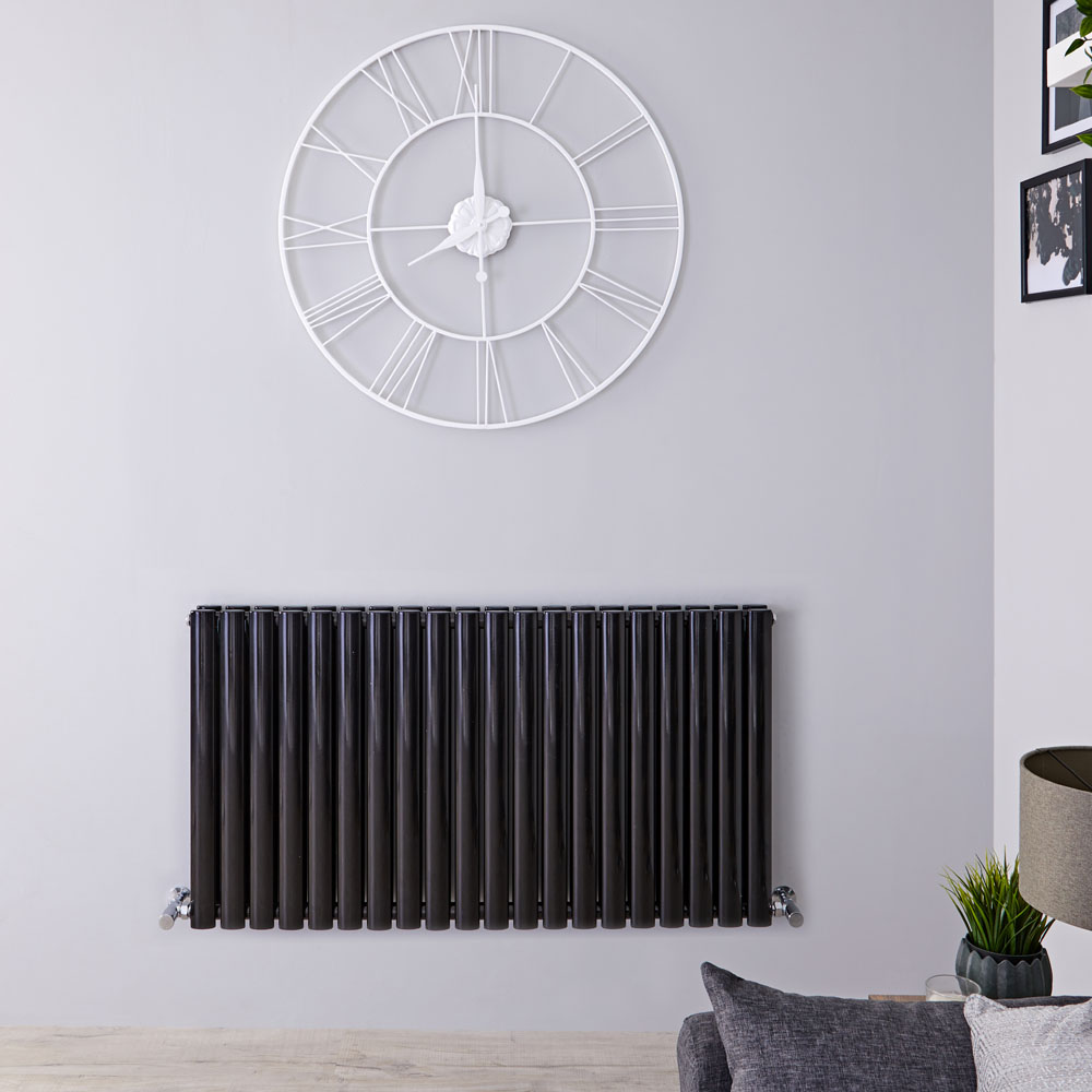 Revive - Black Horizontal Double-Panel Designer Radiator - 25" x 46.5"