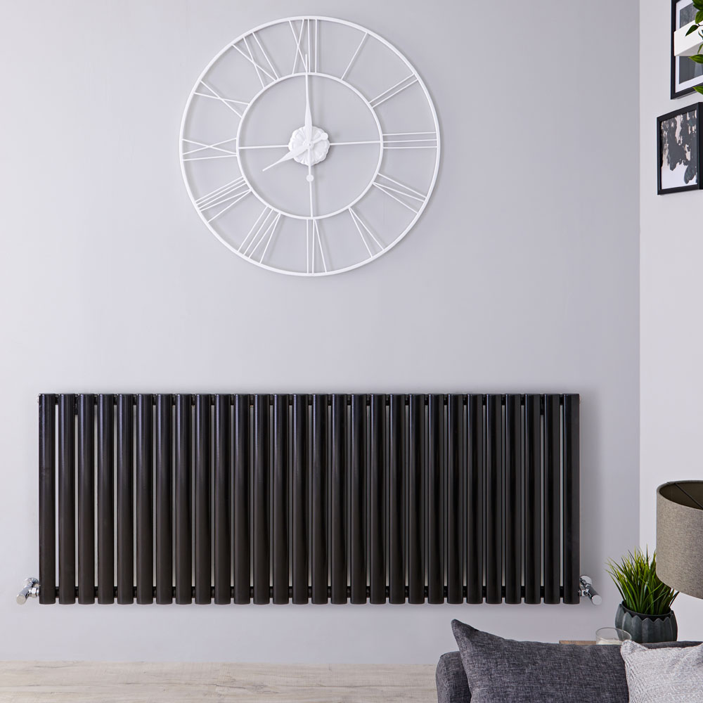 Revive - Black Horizontal Double-Panel Designer Radiator - 25" x 64.75"