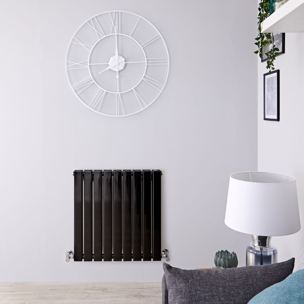 Delta - Black Horizontal Double Slim-Panel Designer Radiator - 25" x 24.75"