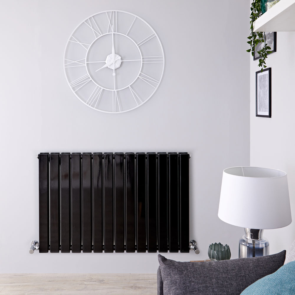 Delta - Black Horizontal Double Slim-Panel Designer Radiator - 25" x 38.5"
