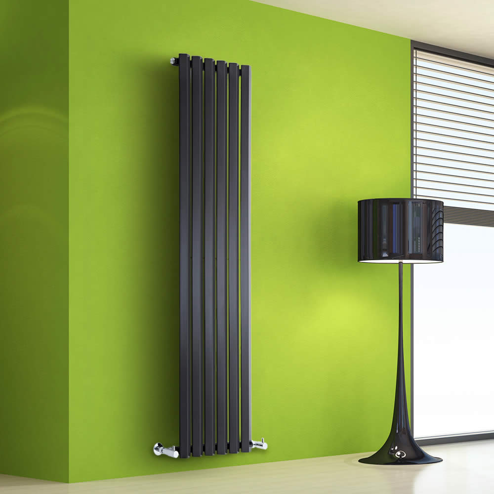 Edifice - Black Vertical Single-Panel Designer Radiator - 63" x 16.5"