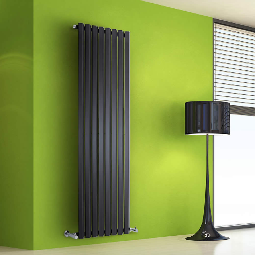 Edifice - Black Vertical Single-Panel Designer Radiator - 63" x 22"