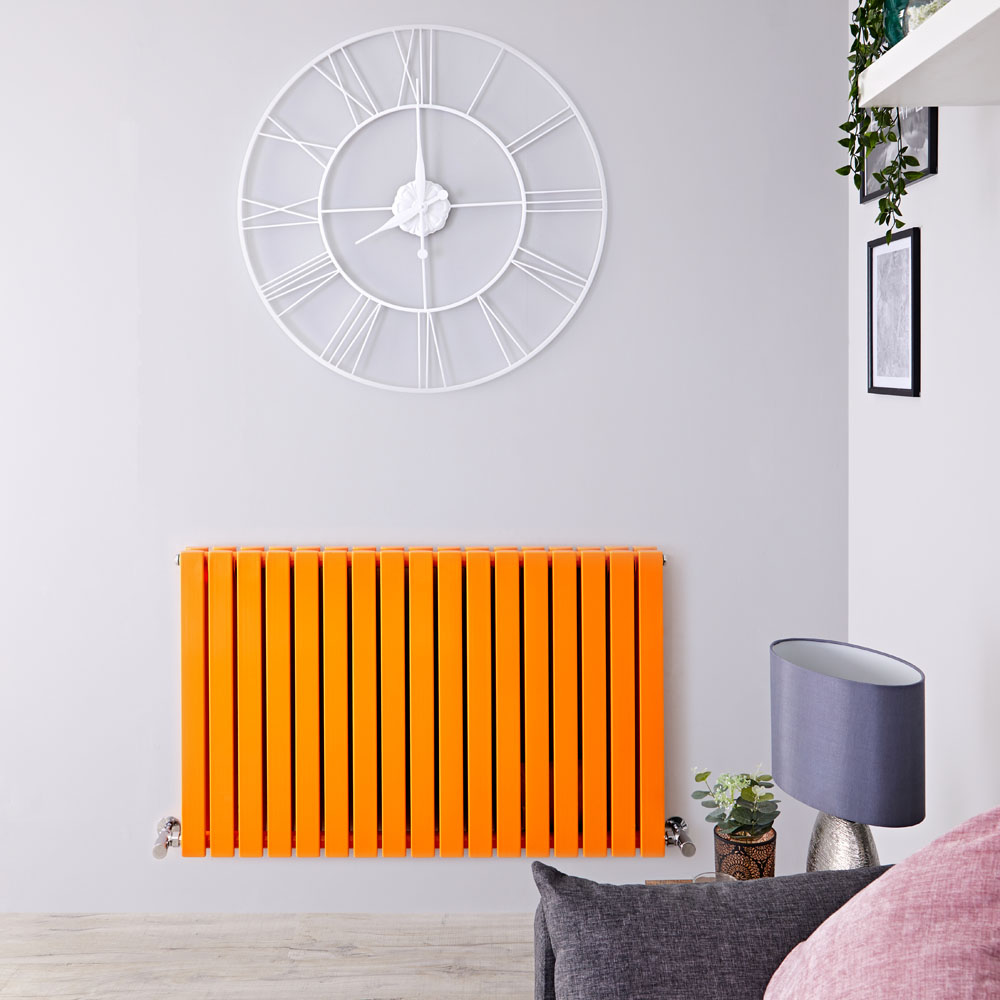 Sloane - Light Orange Double Flat Panel Horizontal Designer Radiator - 25" x 39.5"