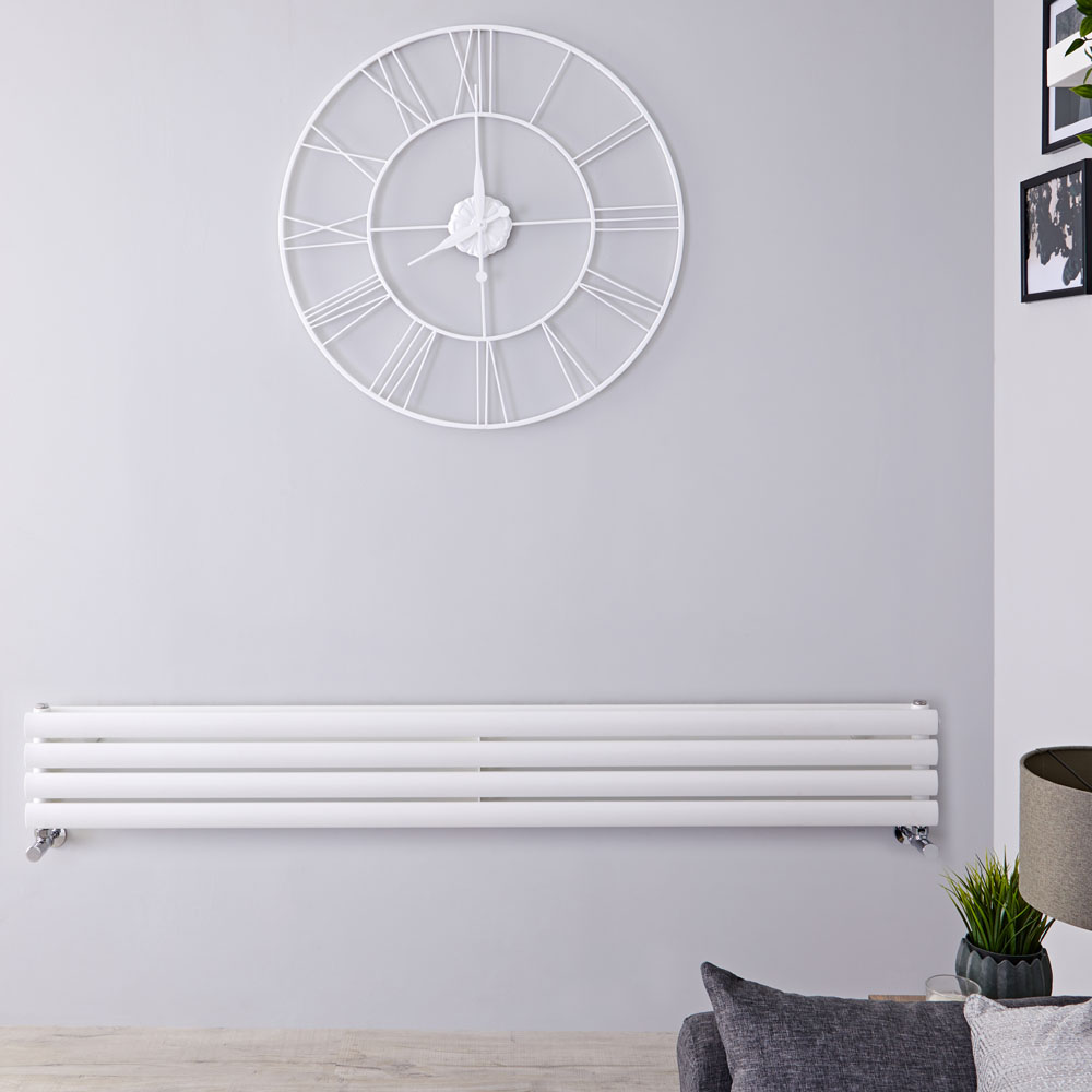Revive - White Horizontal Double-Panel Designer Radiator - 9.25" x 63"