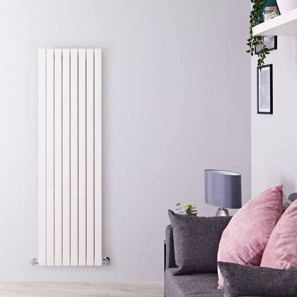 Sloane - White Vertical Single Flat-Panel Designer Radiator - 63" x 18.5"