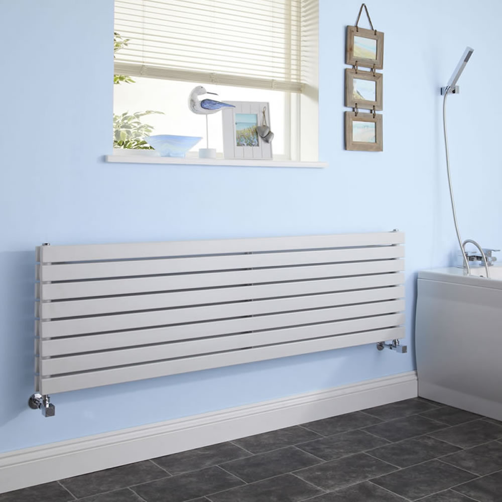 Sloane - White Horizontal Double Flat-Panel Designer Radiator - 18.5" x 63"