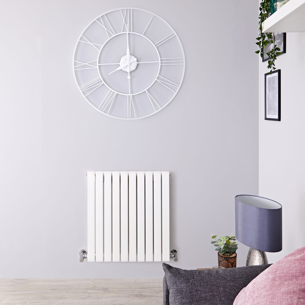 Sloane - White Horizontal Single Flat-Panel Designer Radiator - 25" x 23.5"