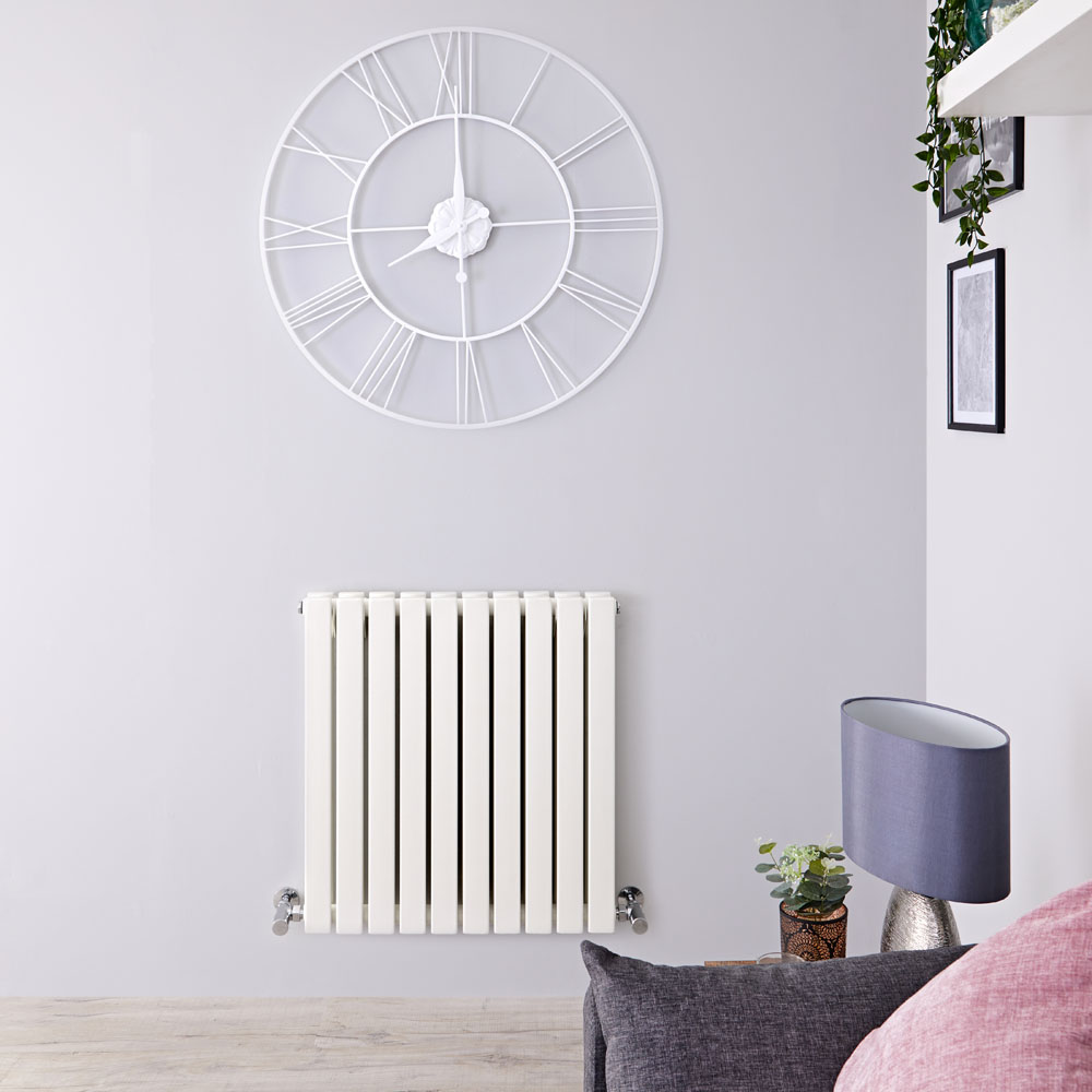 Sloane - White Horizontal Double Flat-Panel Designer Radiator - 25" x 23.5"