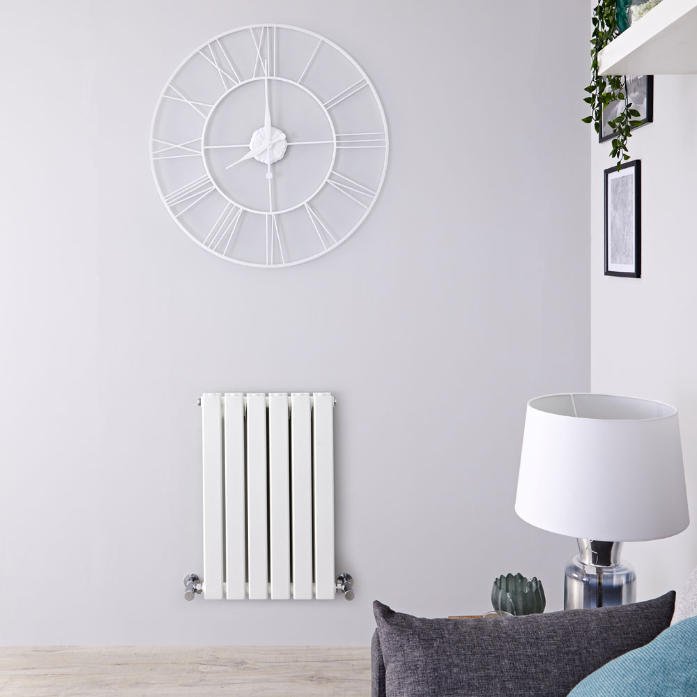Delta - White Horizontal Double Slim-Panel Designer Radiator - 25" x 16.5"