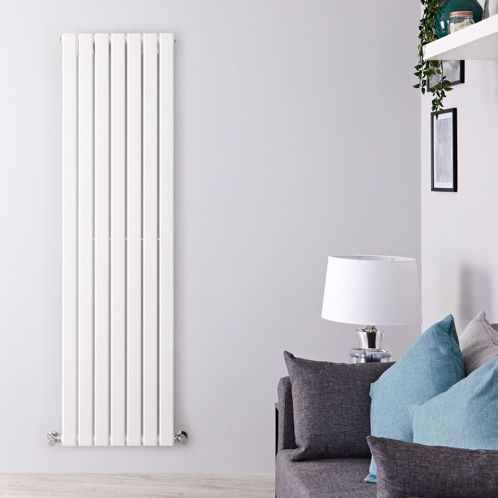 Delta - White Vertical Single Slim-Panel Designer Radiator - 63" x 19.25"