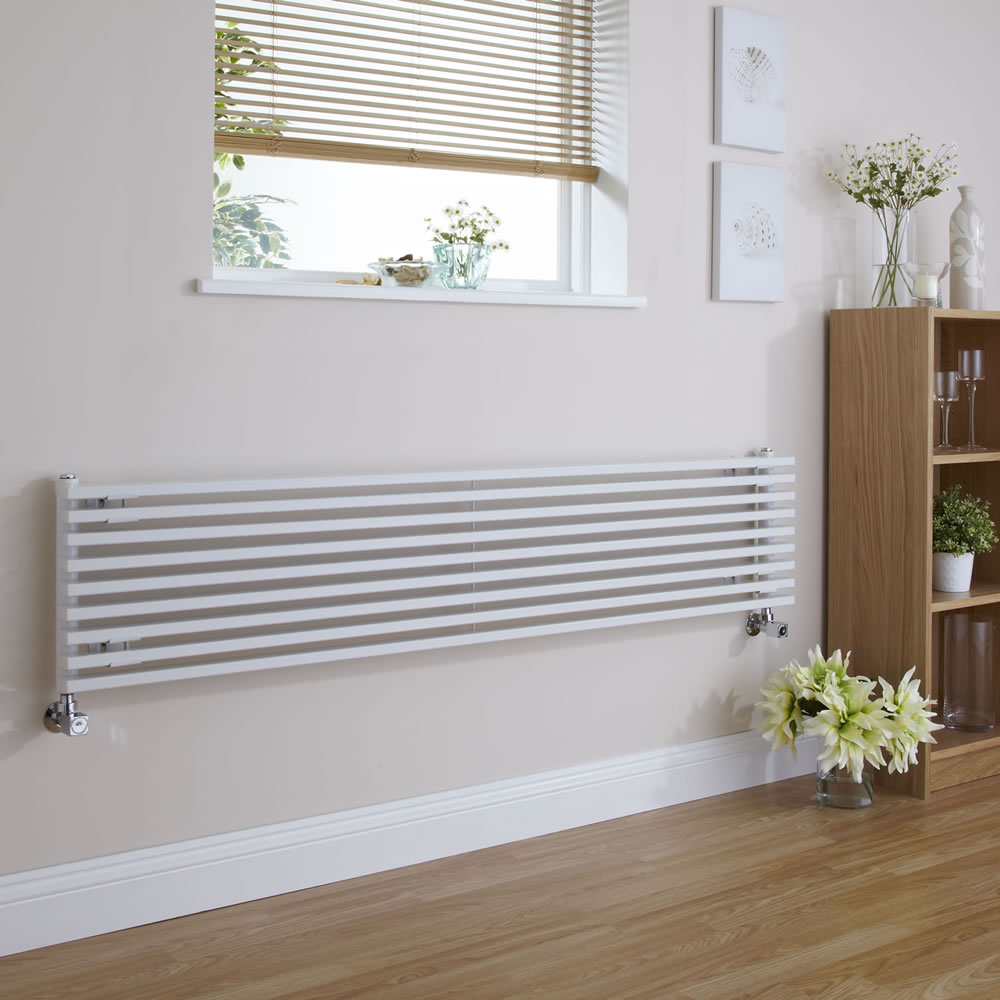 Fin - White Horizontal Single-Panel Designer Radiator - 13.5" x 63"