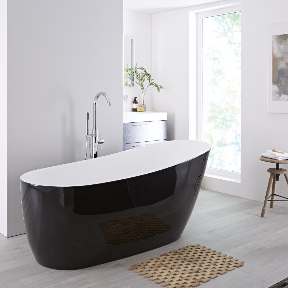 Modern Black Freestanding Single Ended Bath Tub 70"