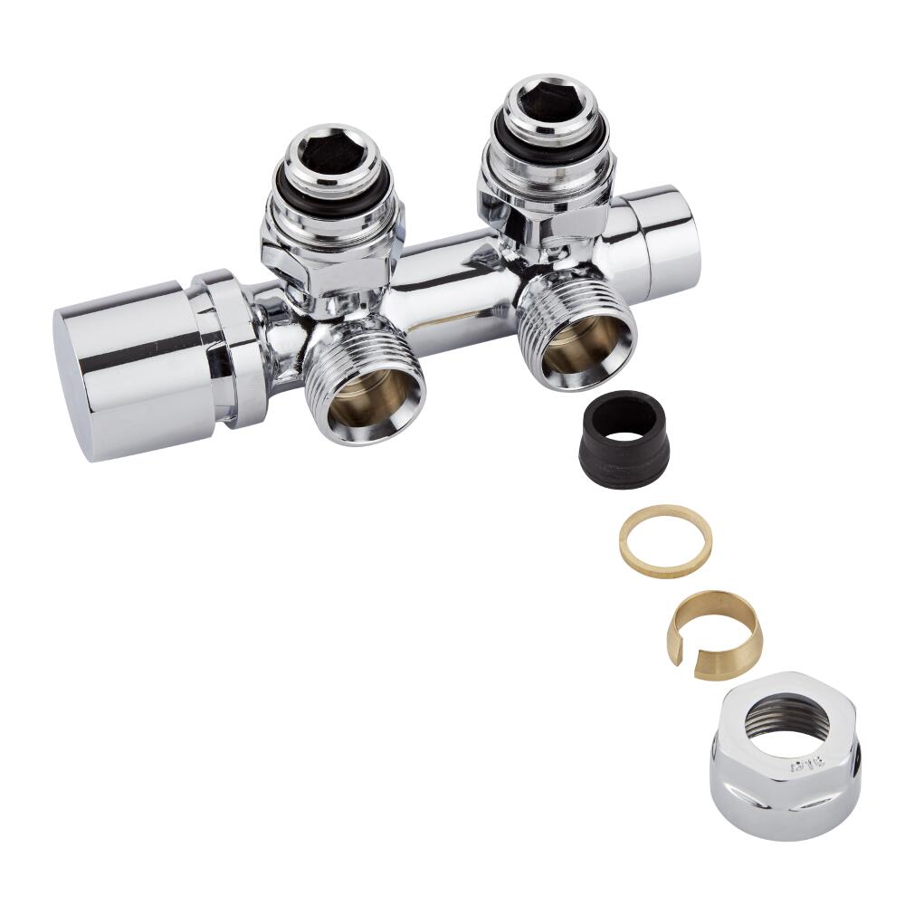 Hudson Reed Chrome Manual Angled H-Block Radiator Valve
