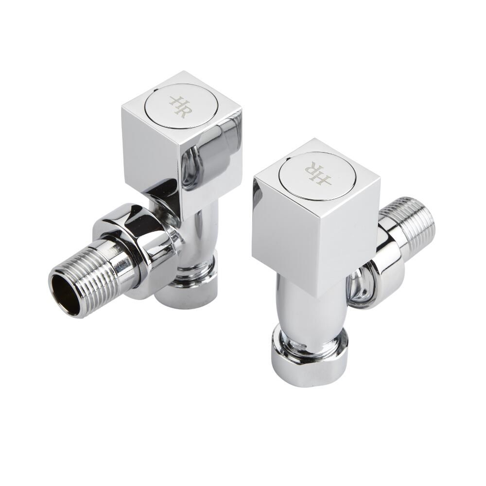Hudson Reed Square Chrome Manual Angled Radiator Valves (Pair)