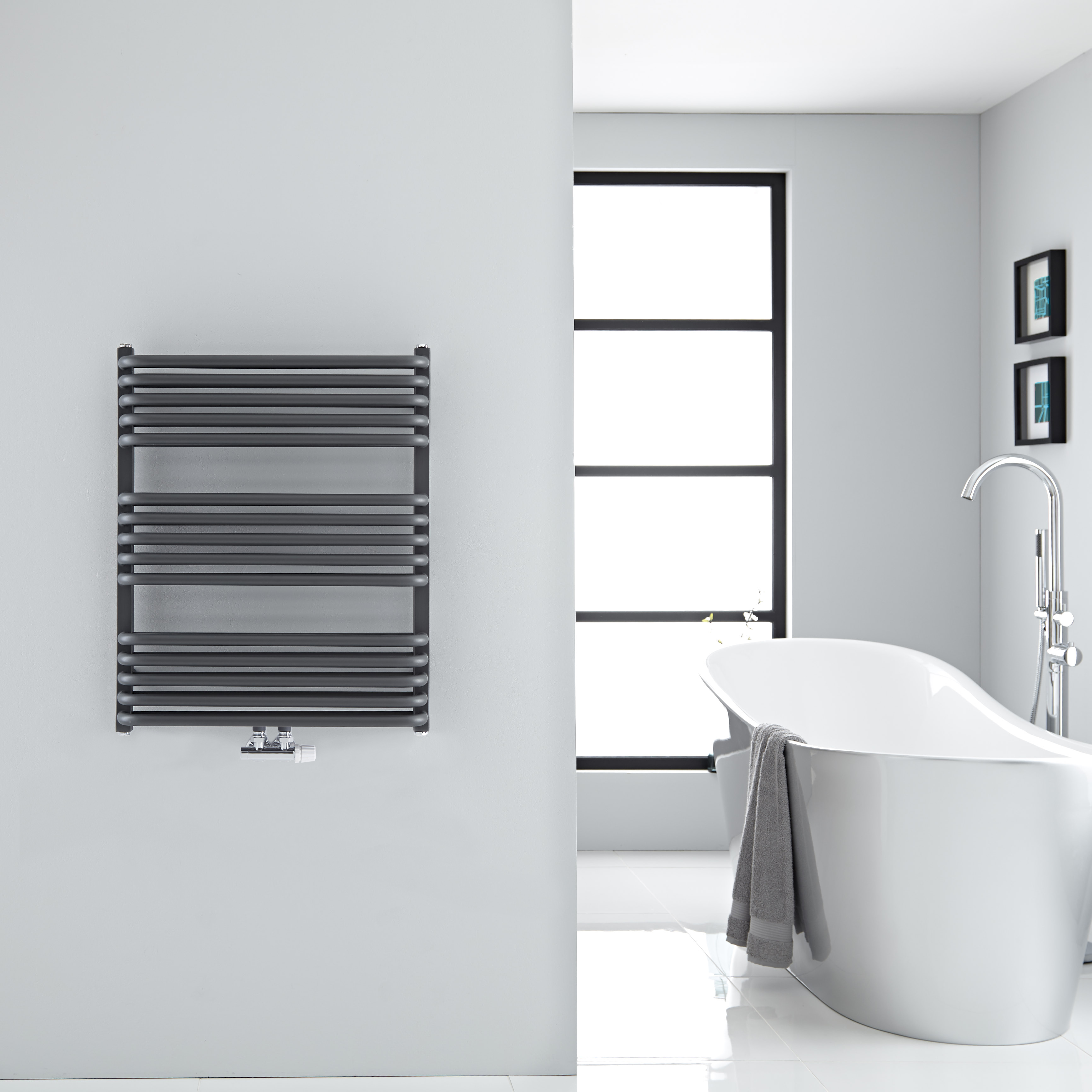 Arch - Anthracite Hydronic Heated Towel Warmer - 29" x 23.5"