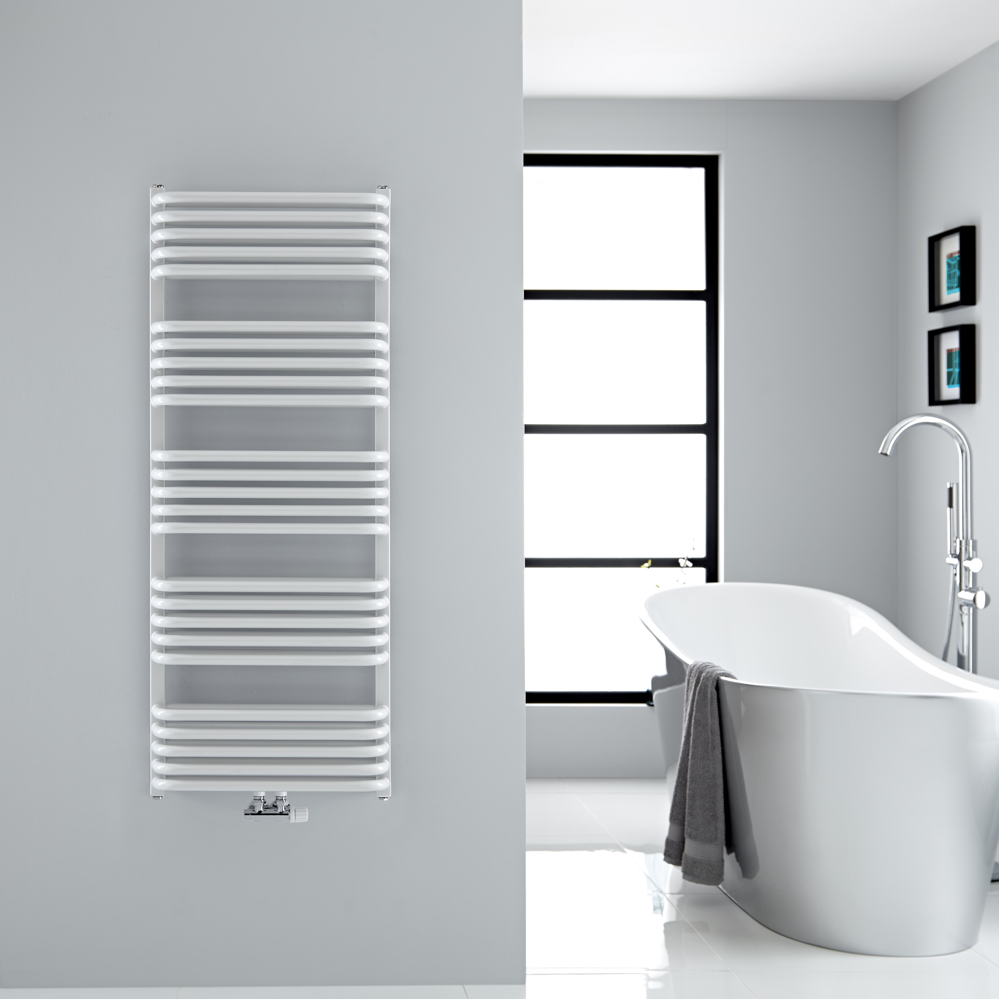 Arch - White Hydronic Heated Towel Warmer - 50" x 19.75"