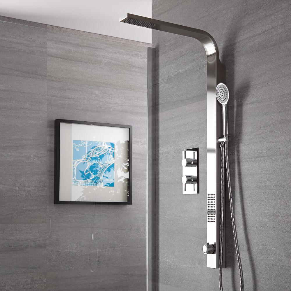 Harding Brushed Rigid Shower Kit Top Inlet With Twin Shower Valve