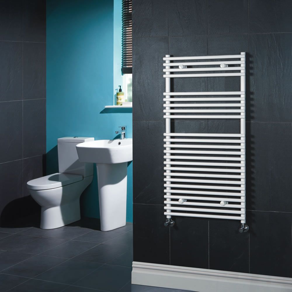 Ischia - Hydronic White Heated Towel Warmer - 45.25" x 17.75"