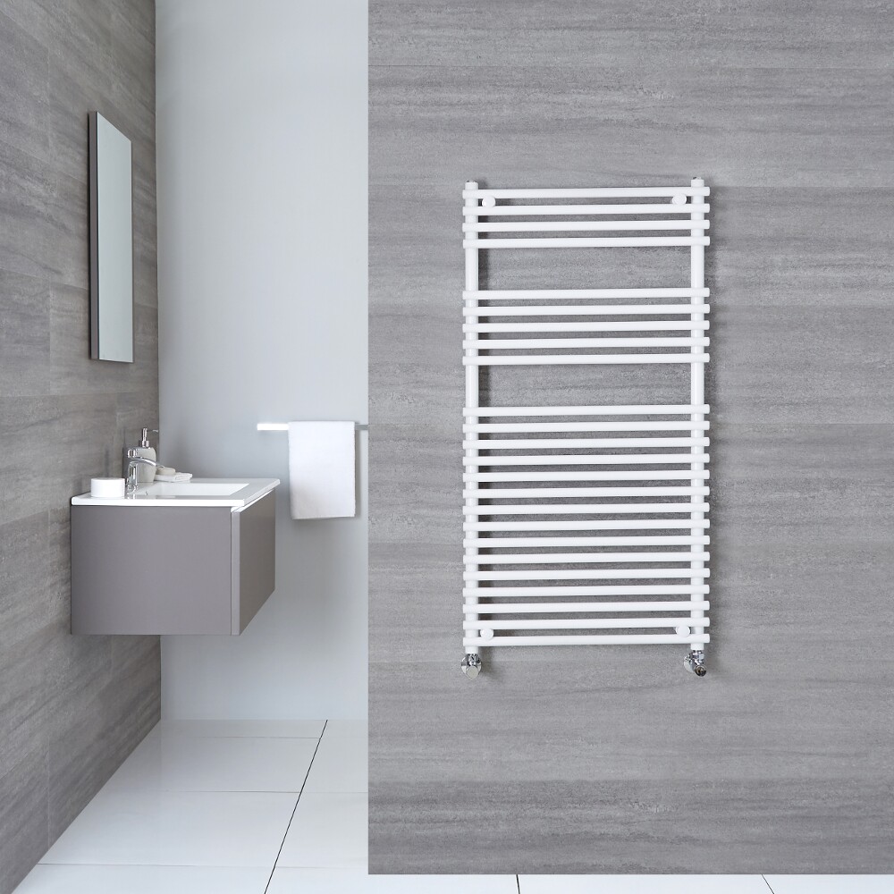 Ischia - Hydronic White Heated Towel Warmer - 45.25" x 17.75"