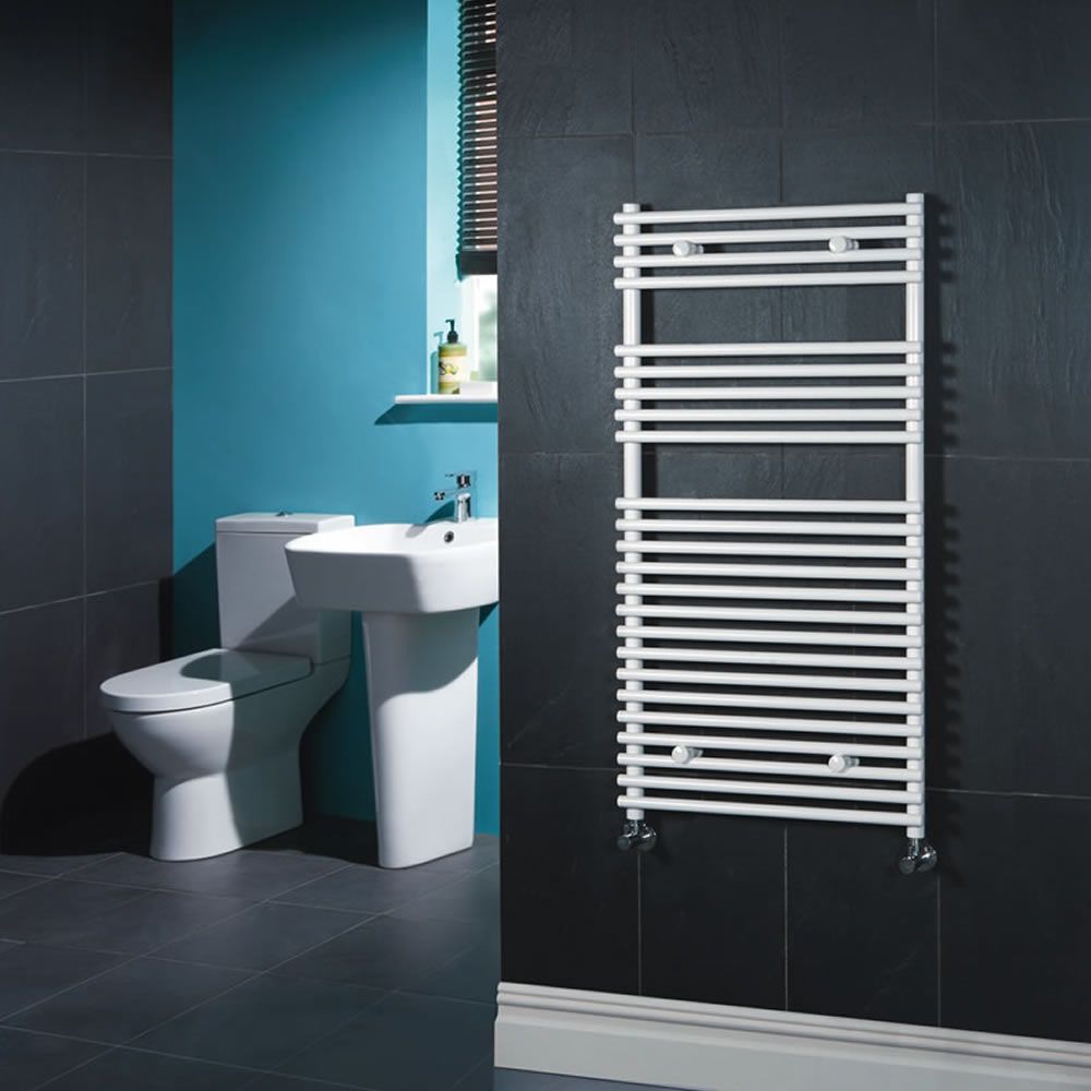 Ischia - Hydronic White Heated Towel Warmer - 45.25" x 23.5"