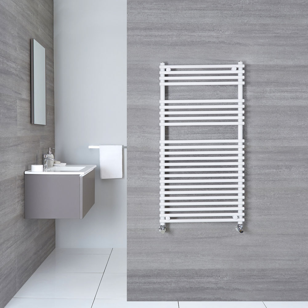Ischia - Hydronic White Heated Towel Warmer - 45.25" x 23.5"