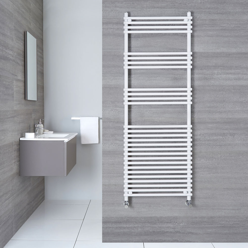 Ischia - Hydronic White Heated Towel Warmer - 65" x 23.5"