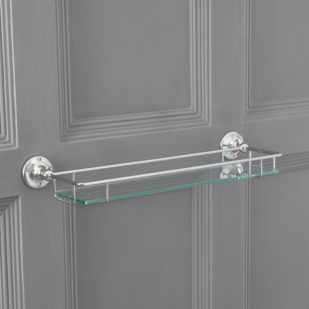 Glass Gallery Shelf, Chrome Finish