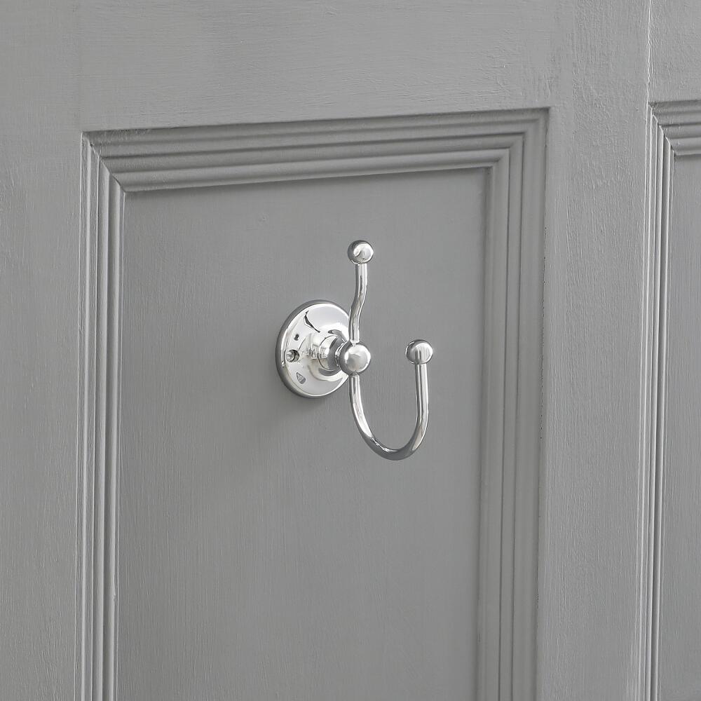 Double Robe Hook in Chrome Finish