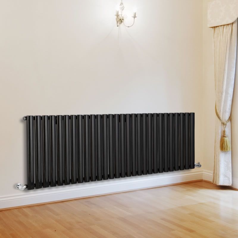 Revive - Black Horizontal Single-Panel Designer Radiator - 25" x 64.75"