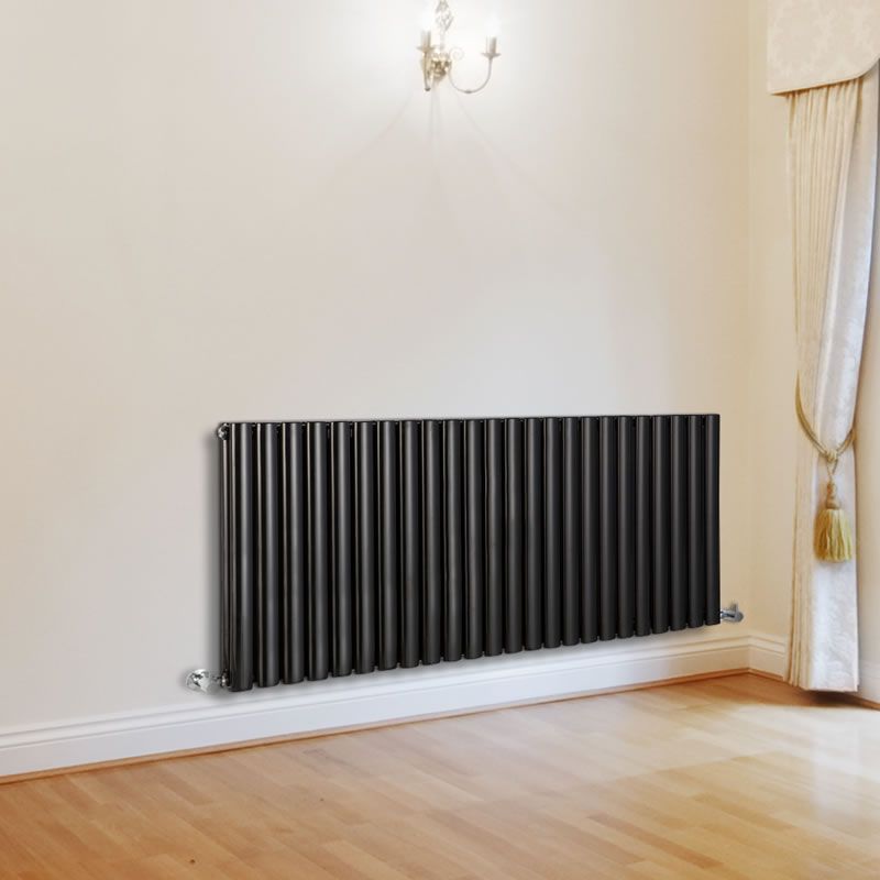 Revive - Black Horizontal Double-Panel Designer Radiator - 25" x 55.5"