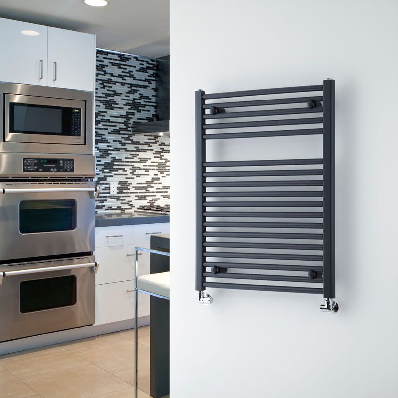 Loa - Hydronic Anthracite Flat Heated Towel Warmer - 31.5" x 23.5"