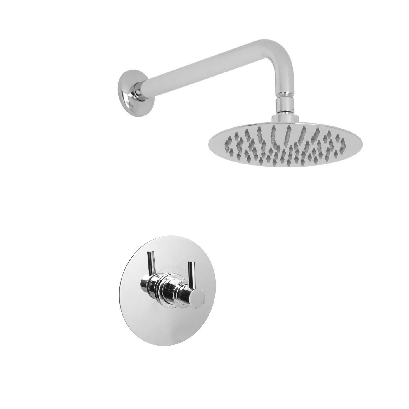 Valquest 1/2" Sequential Valve with 8" Round Thin Shower Head & Wall Arm