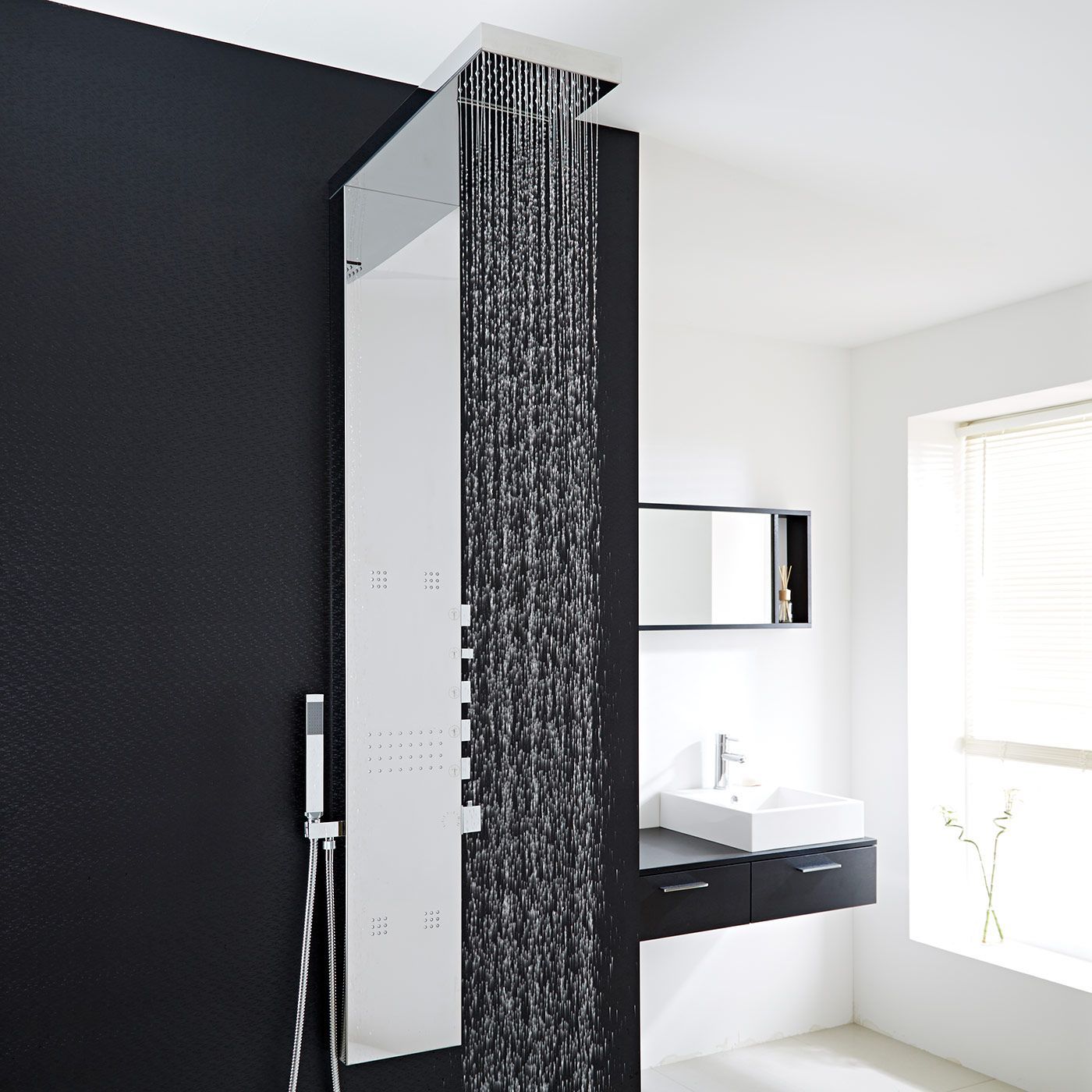 Chrome Exposed Thermostatic Waterfall Shower Panel