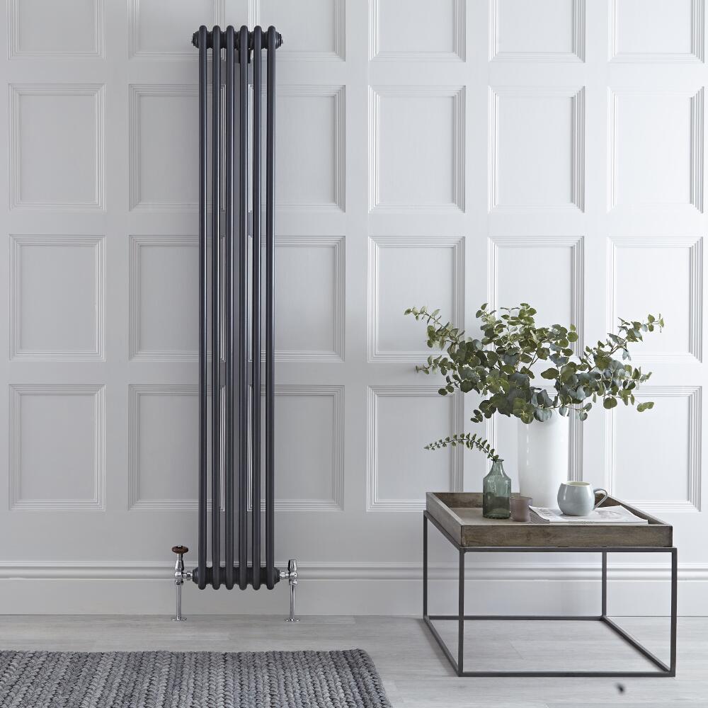 Regent - Anthracite Vertical 3-Column Traditional Cast-Iron Style Radiator - 70.75" x 11.5"