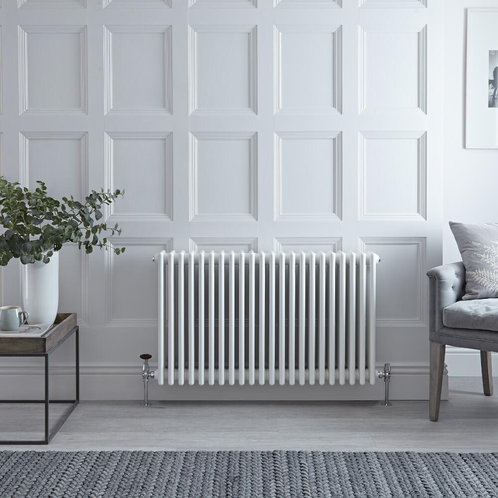 Regent - White Horizontal 4-Column Traditional Cast-Iron Style Radiator - 23.5" x 39"