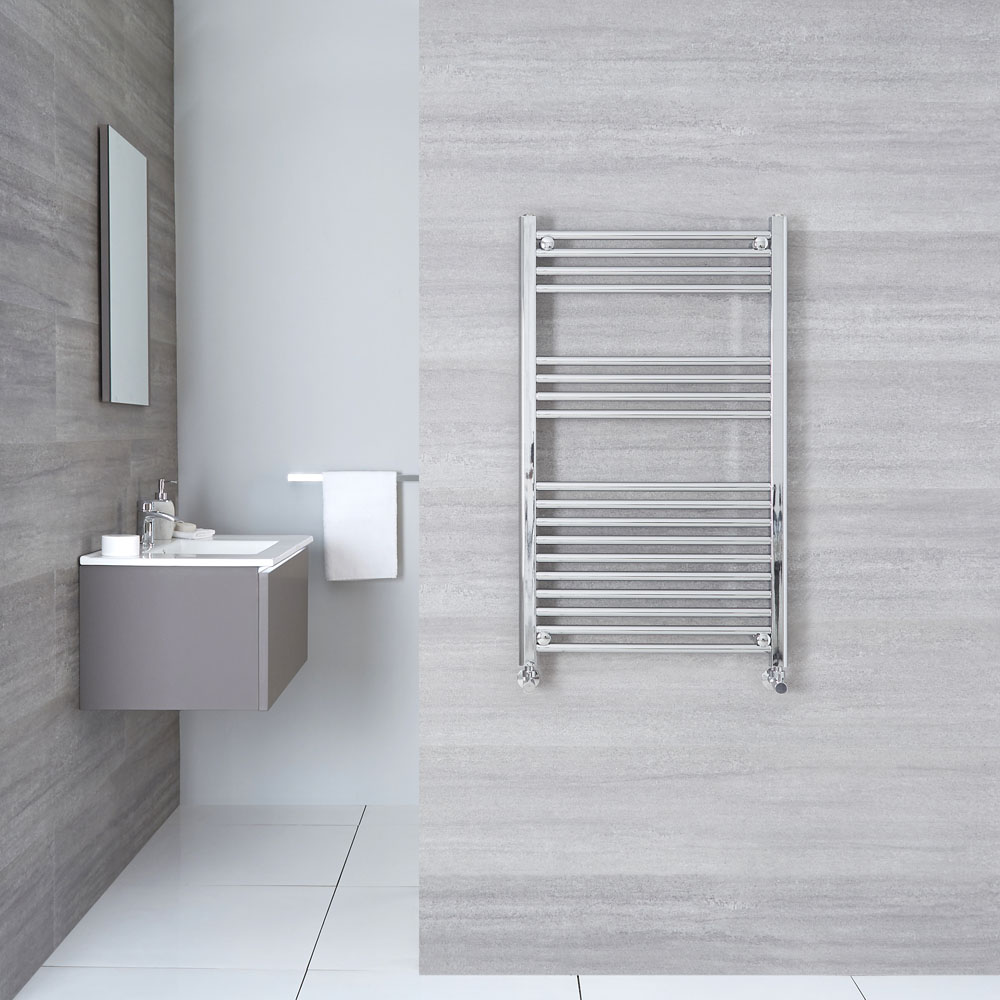 Linosa - Hydronic Chrome Flat Heated Towel Warmer - 39.25" x 19.75"